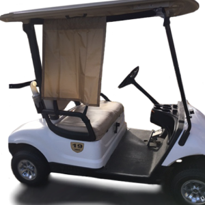 A golf cart with Kart-Shade installed